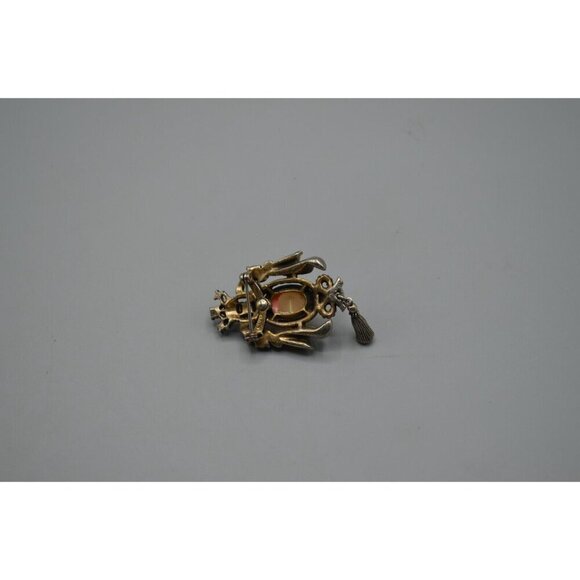 Brooch/Pendant Lot Enamel Guitar Red Flower Crown Ornate Pearl Coro - Picture 3 of 7